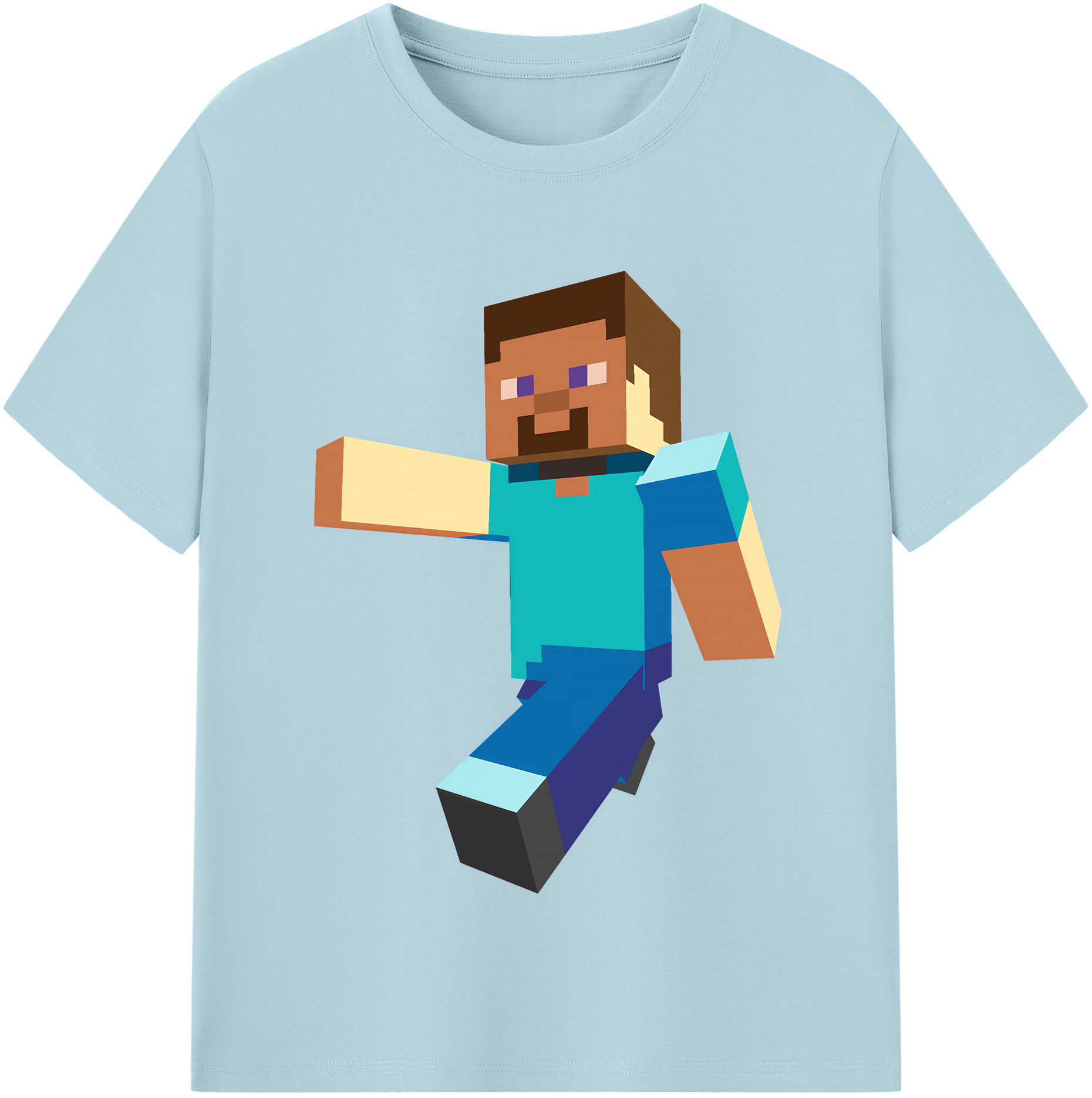（画像用） マインクラフト ブロックの世界 Minecraft MC Block world 綿100％半袖Tシャツ（フロントプリント）